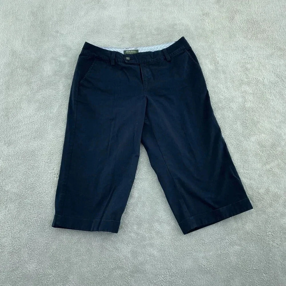 Eddie Bauer Womens Navy Blue Cropped Pants Size 10 Cotton Spandex Blend 4348 - Picture 1 of 12